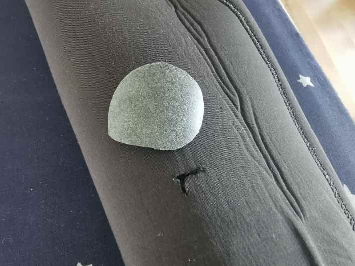 The patch should be a few centimetres larger than the damage