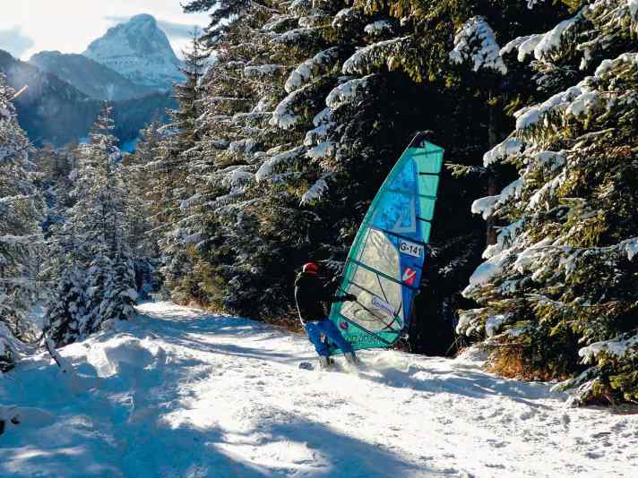 Risky descent! Just don't get the mast tangled in the fir trees...