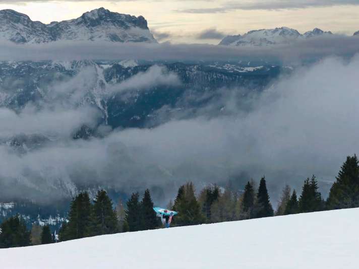 Hoch hinaus! Kronplatz in Südtirol ist Nicks Lieblingsrevier zum Schneesurfen.
