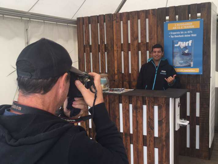 World Cup photographer John Carter photographed Victor Fernandez in front of his cover