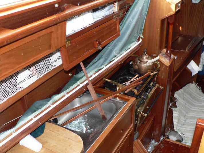   The massive clubbing caused considerable destruction below deck