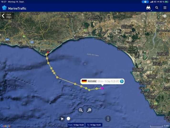   La position de la "Marianne" au moment de l'attaque des pirates