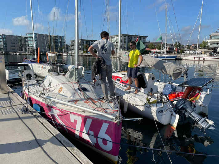   Le mini "Colibri" peu après son arrivée dans le port de Nyborg