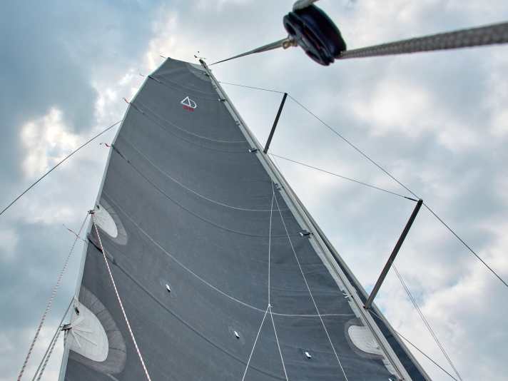 The fathead sail provides plenty of power, but requires two backstays