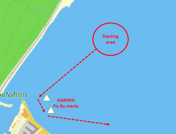   Spektakulärer Start: Die Startlinie liegt etwas weiter draußen vor Aarhus. Anschließend sind zwei Tonnen vor dem Aarhus International Sailing Center direkt vor den Augen der Zuschauer zu passieren, bevor es raus auf den Kurs geht