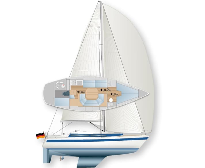 On remarque que le bateau provient d'un petit chantier naval, mais de qualité. Il y a beaucoup de solutions intelligentes et de qualité