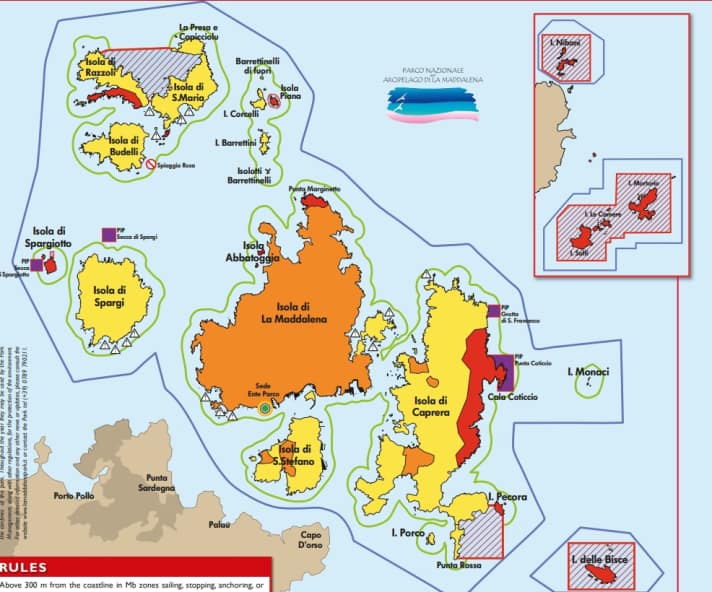 Panoramica delle isole del parco nazionale. Sono interessate tutte quelle che si trovano all'interno dell'area delineata
