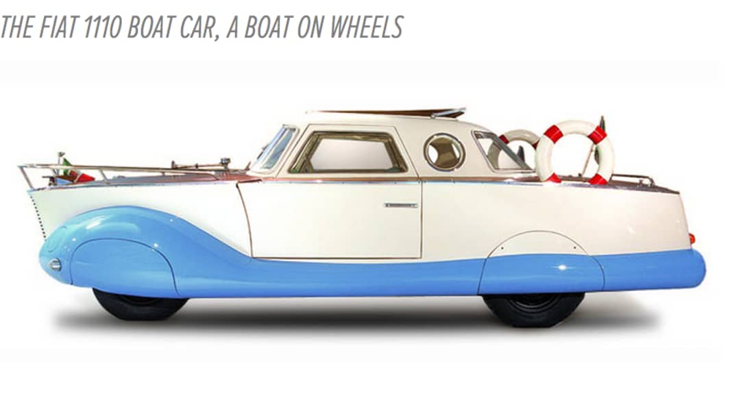 Fiat 1110-Boot-Auto – Boot auf Rädern aus den 50ern - Das Fiat 1110-Boot-Auto steht heute in den Niederlanden