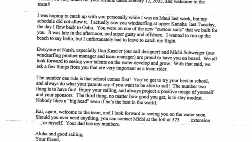 A letter to Robby Naish