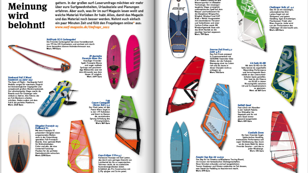 Surf-Leserumfrage - Preise im Wert von über 19000 Euro zu gewinnen!