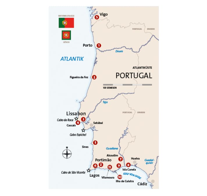 Törnetappen in Portugal 