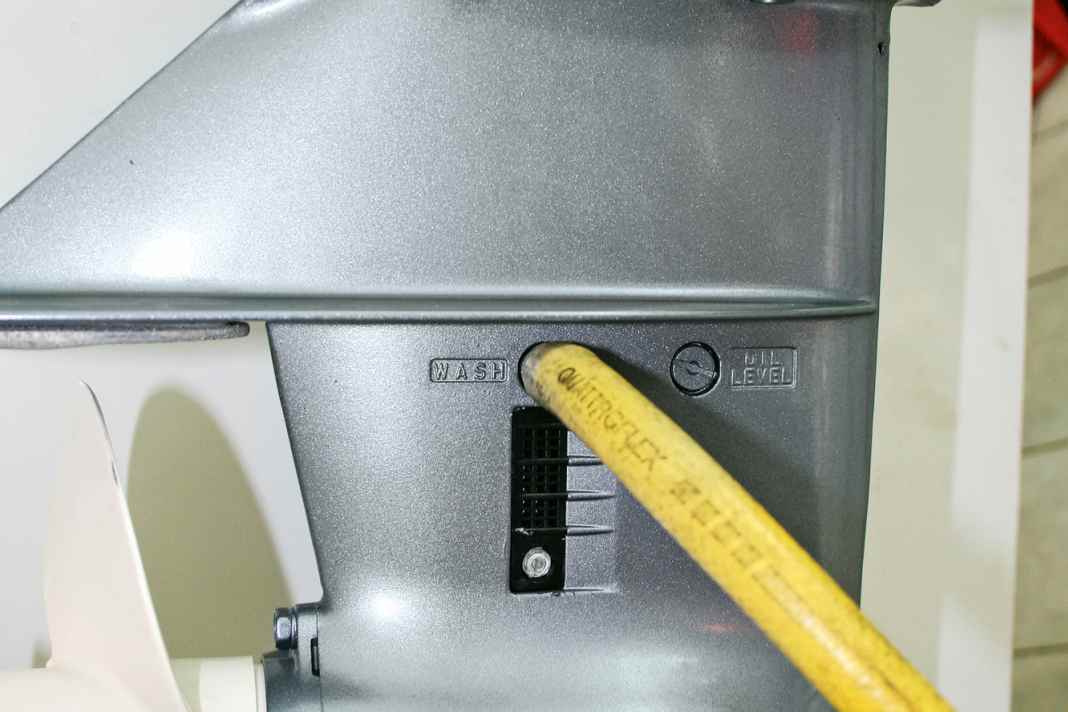 Motors that run in salt water must be thoroughly flushed, either via a flushing connection or over a masonry bath