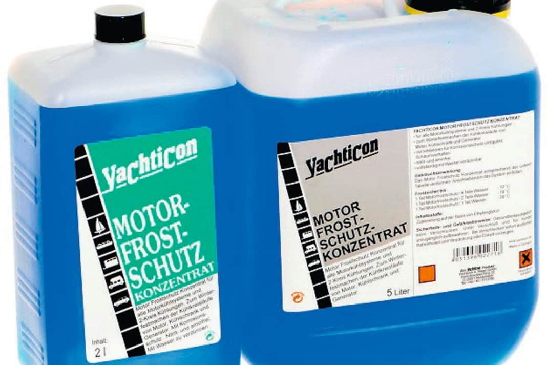 Motor-Frostschutz Yachticon, unverdünnt bis -59 °C einsetzbar. 19,95 Euro/2 Liter