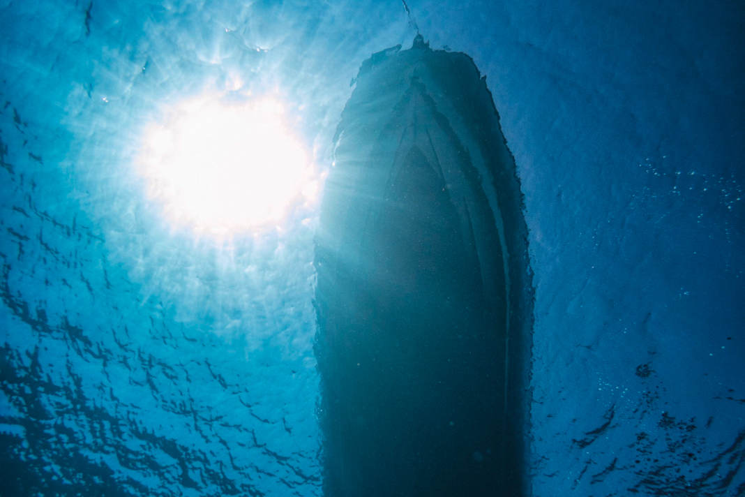 The view from the anchor towards the boat