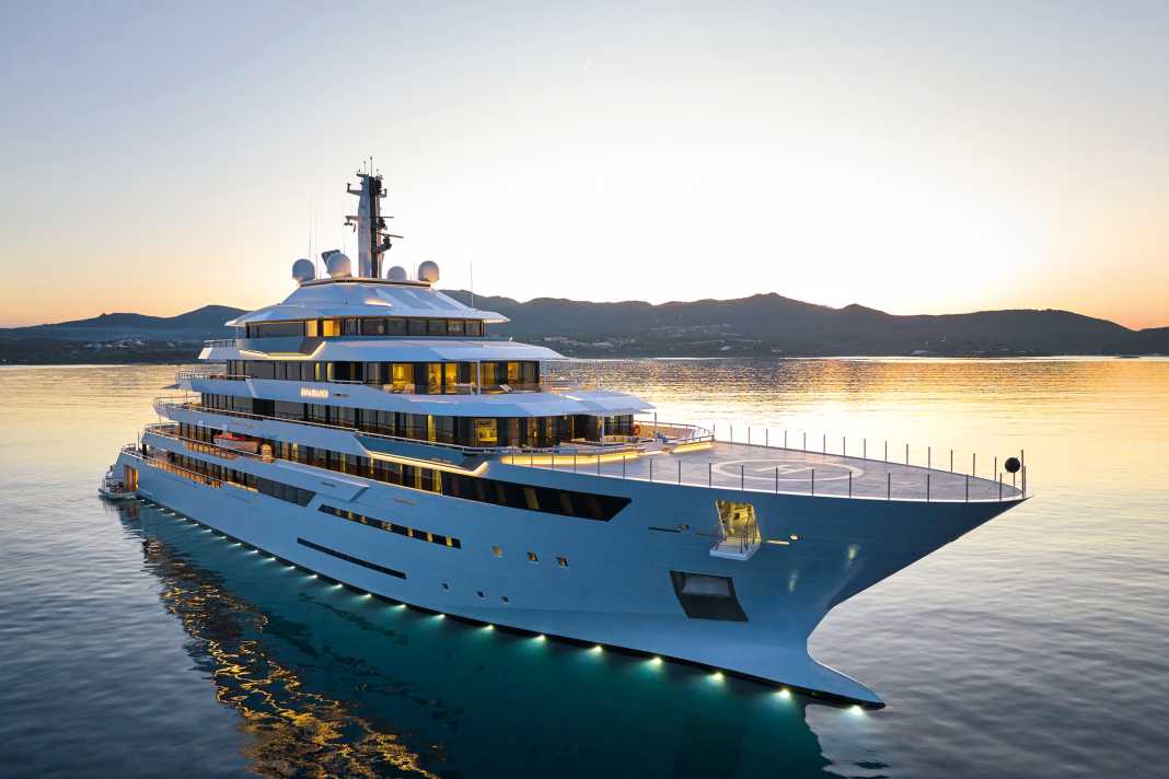 Resting giant: The Galicians from Freire Shipyard built the colossus according to the design specifications of Bannenberg & Rowell.  The 112-metre hull was built in Norway.