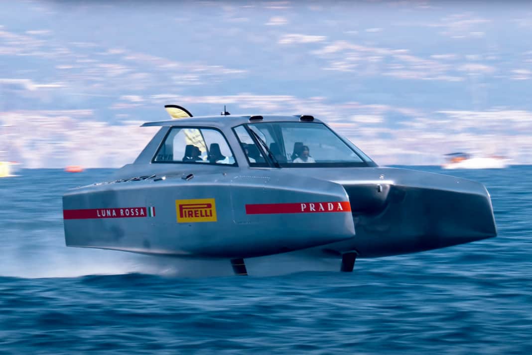The Italian team's hydrogen-powered chase boat ...