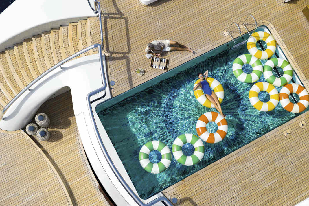 Top Pools: Wir stellen die schönsten Becken auf Yachten vor. Hier das sieben Meter lange Bassin von „H3“.