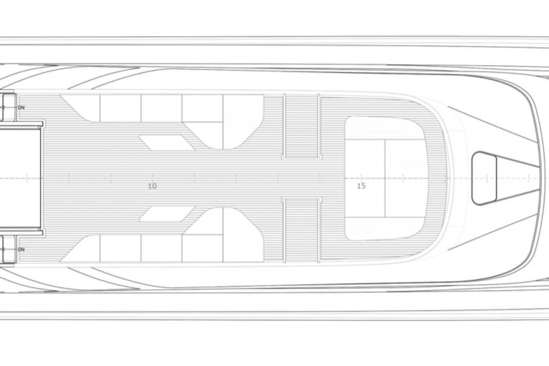 Flybridge: The top helm position is concealed. When extended, it is mainly used for manoeuvring in the harbour.