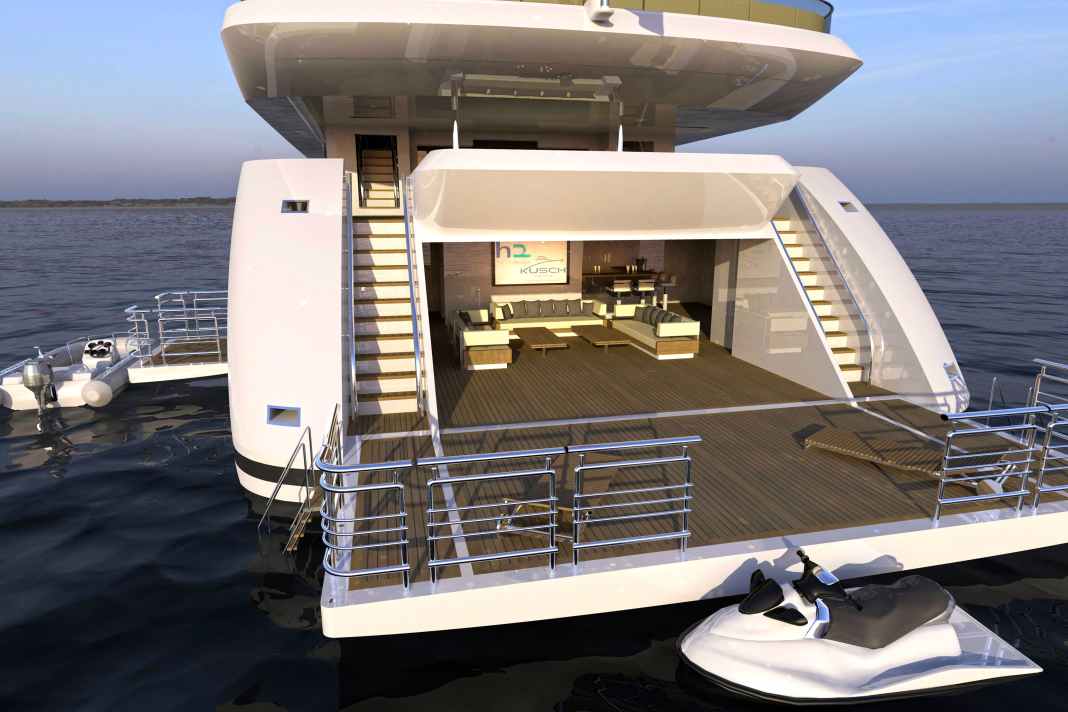"Beach": Five decks, helipad and beach club