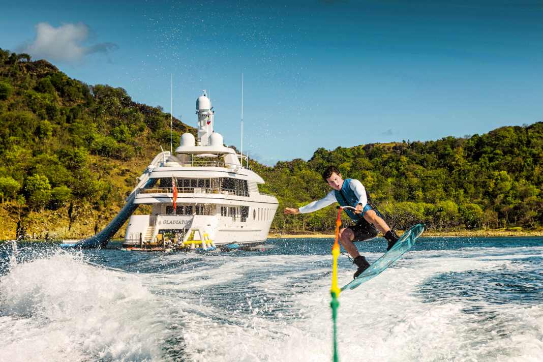 "Gladiators" toy arsenal ranges from wakeboard to waterbike