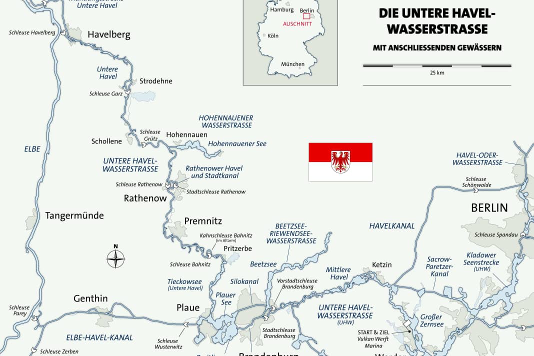 Karte der Unteren Havel-Wasserstraße.