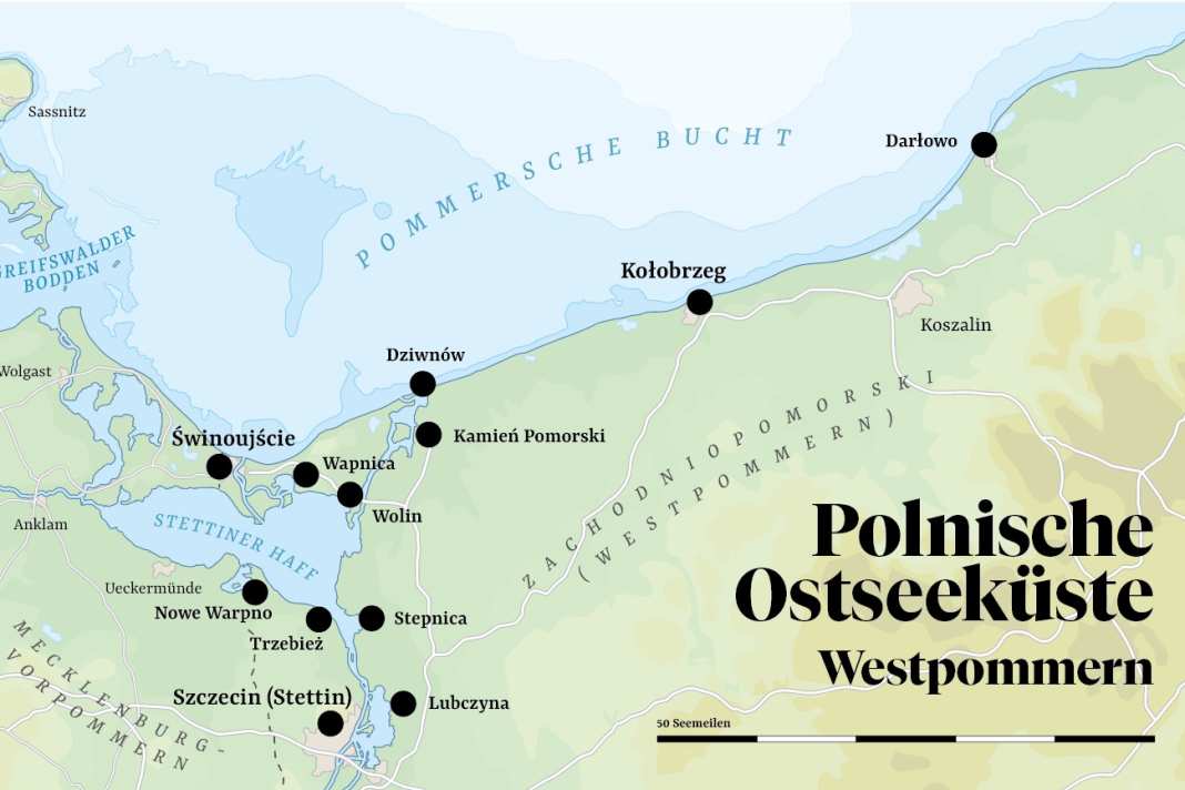 Overview map of the Polish west coast (West Pomerania)...