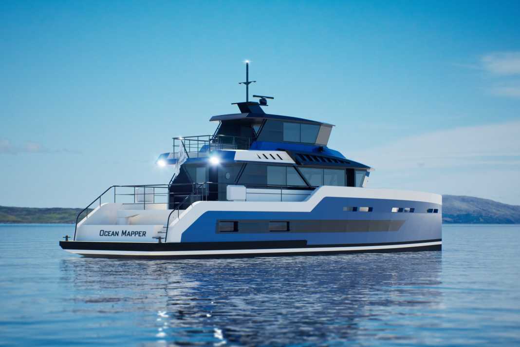 "Ocean Mapper" is 23 metres long and was designed by Espen Øino International. The workboat will map the seabed 300 days a year using state-of-the-art sonar technology, ideally two million square kilometres per year.