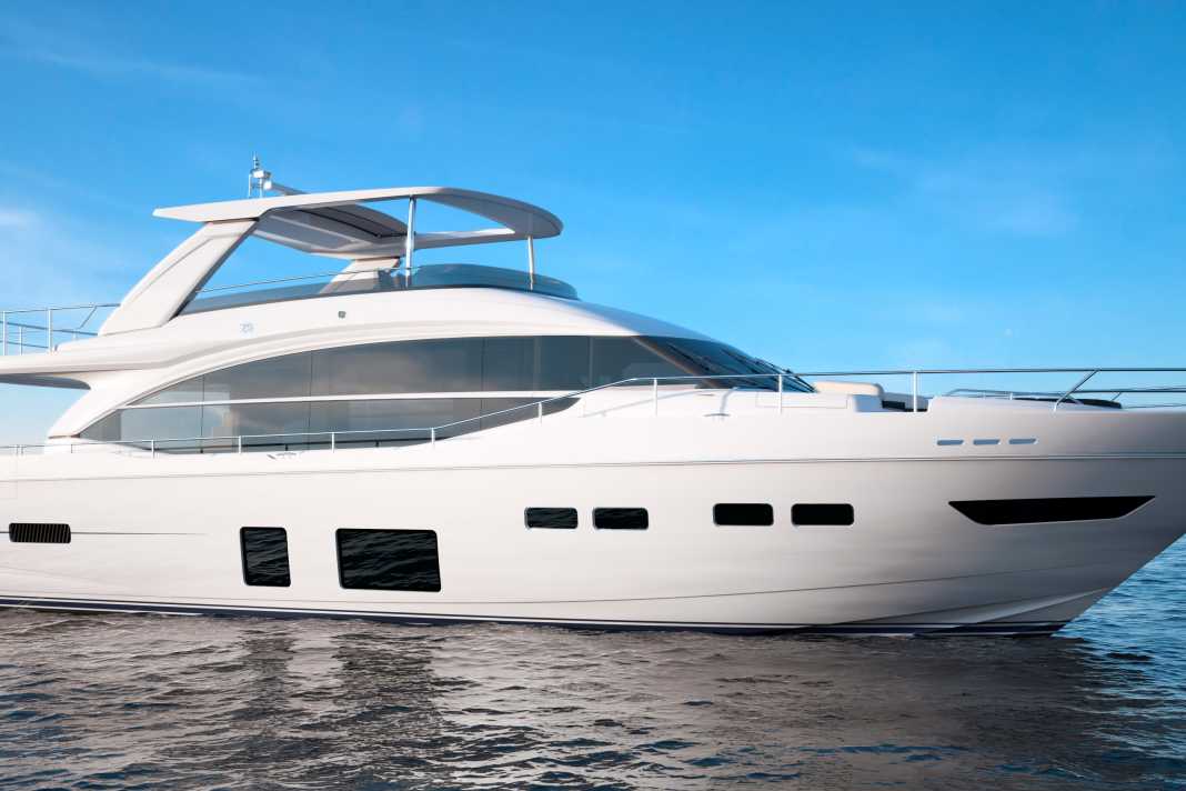 The new Proncess 75 motor yacht with flybridge