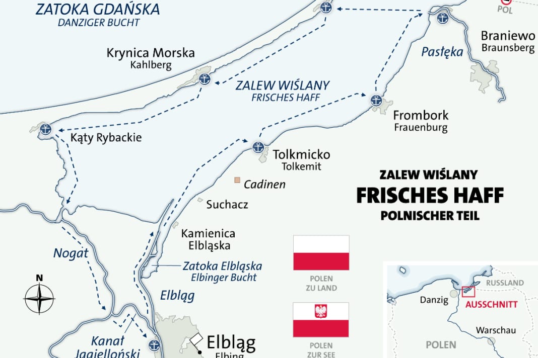 Polens Norden: Mit dem Charterboot auf dem Frischen Haff unterwegs.