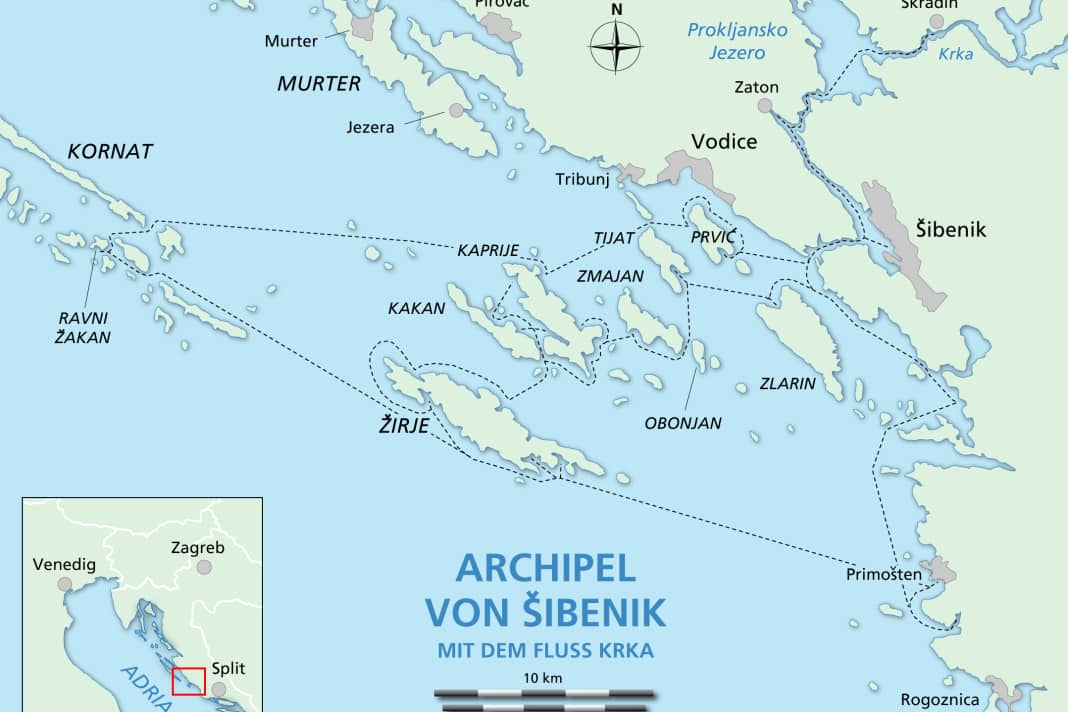 Karte des Archipels von Sibenik