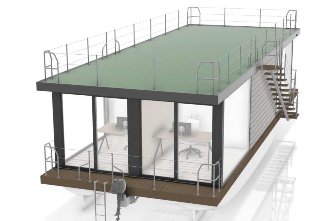 The new houseboats from SEATY offer plenty of space both indoors and outdoors.