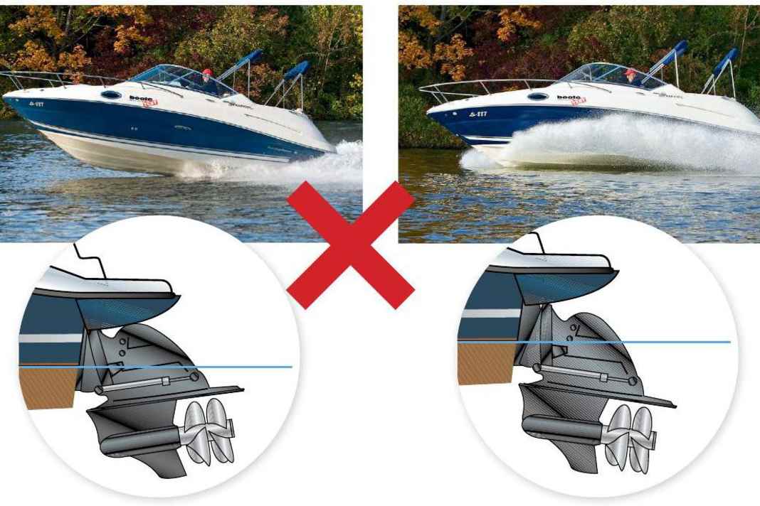 Falscher Trimm: Zu hoch (l.) und zu tief (r.)