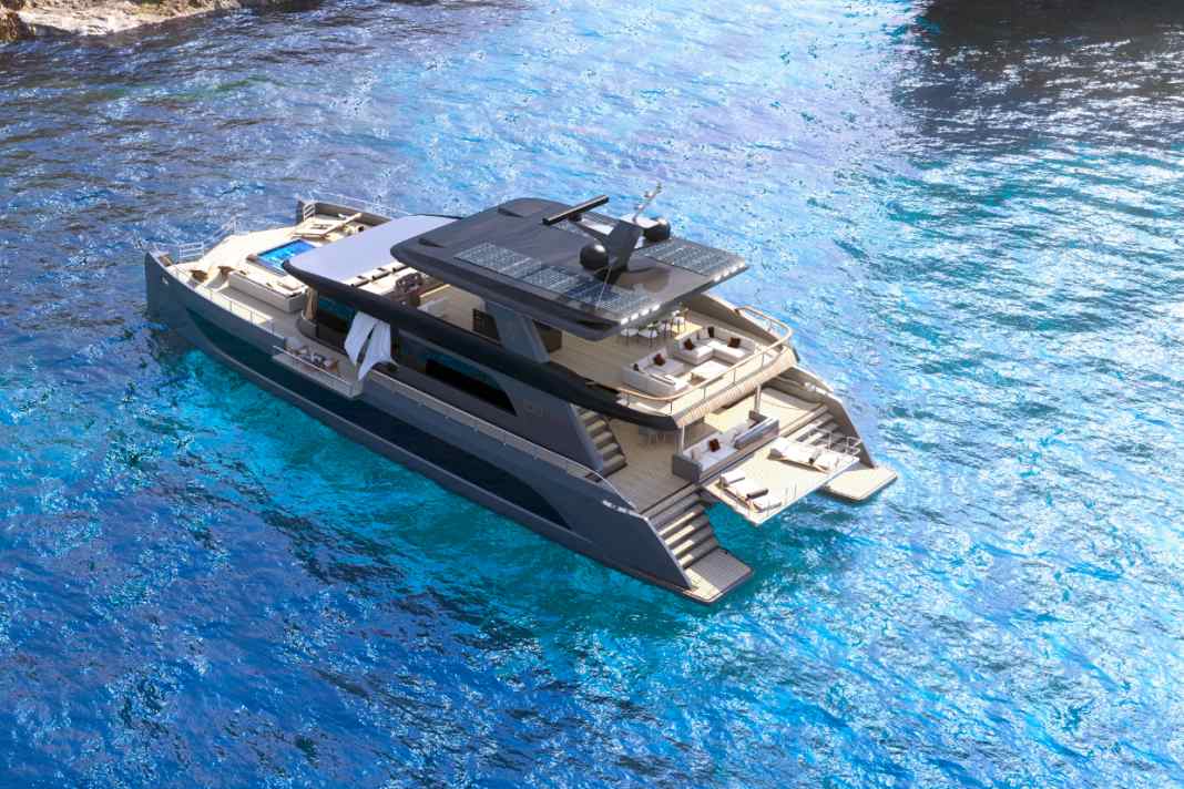 The 30.5 metre long Kevlar catamaran. It is to be built in Turkey
