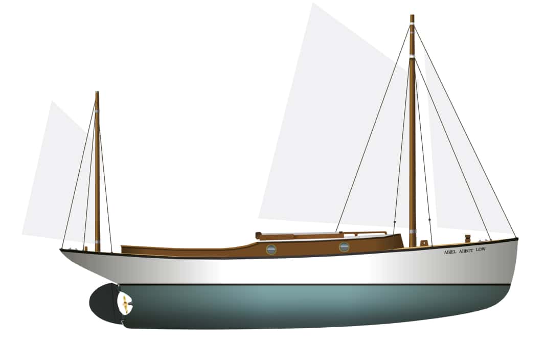 1902: „Abiel Abbot Low“: Der 11,50 m lange Spitzgatter aus Holz war mit einem Zweizylinder-Kerosinmotor mit 10 PS ausgerüstet.