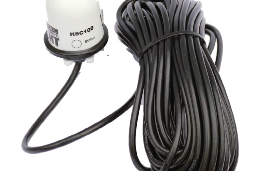 The HSC100 comes with 15 metres of waterproof fixed cable. Mounting on a vertical surface