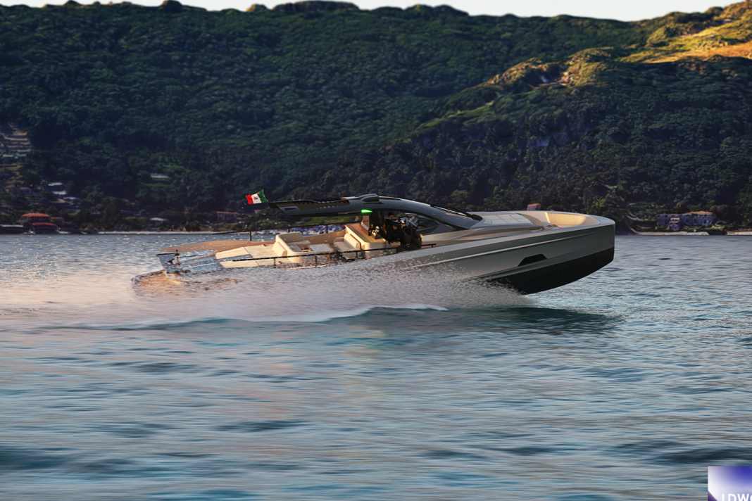 Supercar on the water. The 20 metre long Hyperboat 66 was modelled on sports cars.