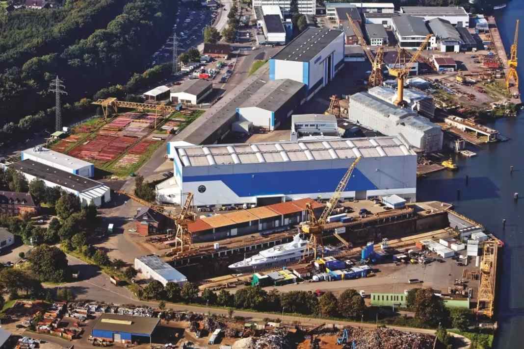 The shipyards of Nobiskrug in Rendsburg.