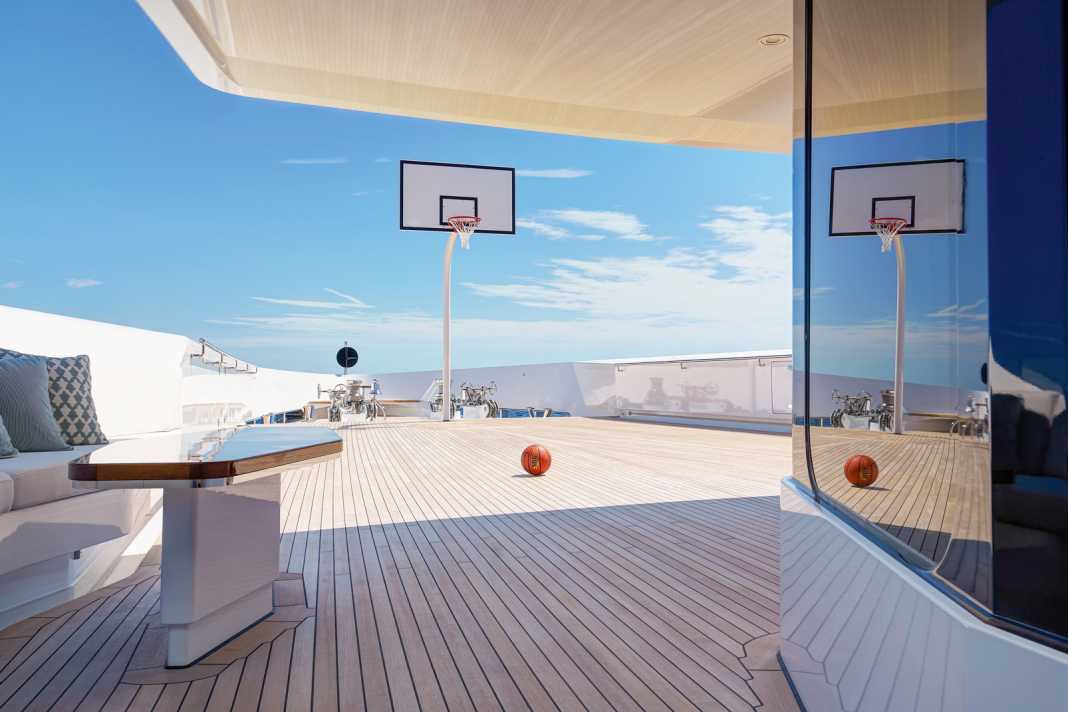 Playground forward: The basketball is located in front of the owner's suite on the upper deck and is waiting for the whole family