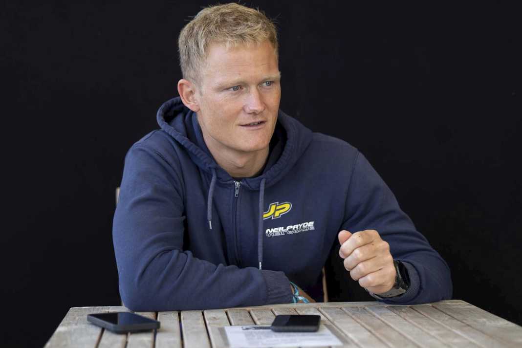 A good laugh - the Dane Sebastian Kornum was part of the illustrious circle of sail testers at NeilPryde.
