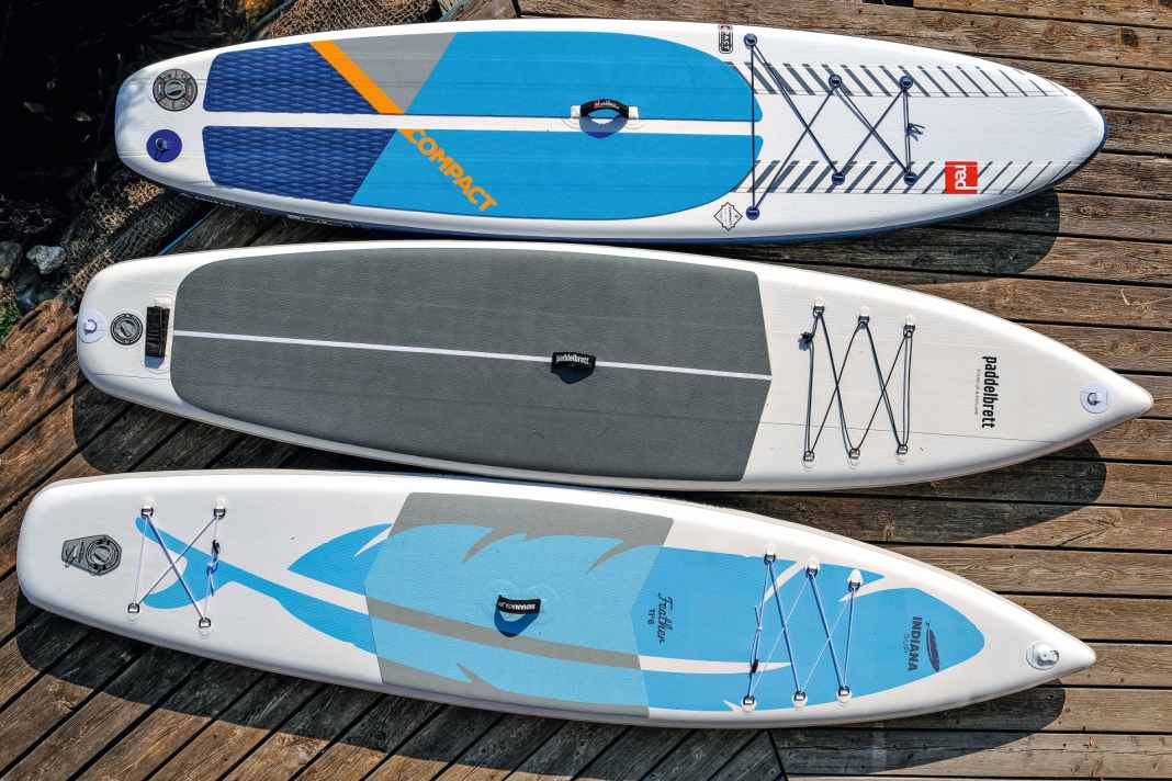 from top to bottom: Red Paddle Compact Set 11'0" x 32.0'', Indiana Feather 11.6'' x 30.0'', Paddleboard Touring Package 11'8" x 32.0''
