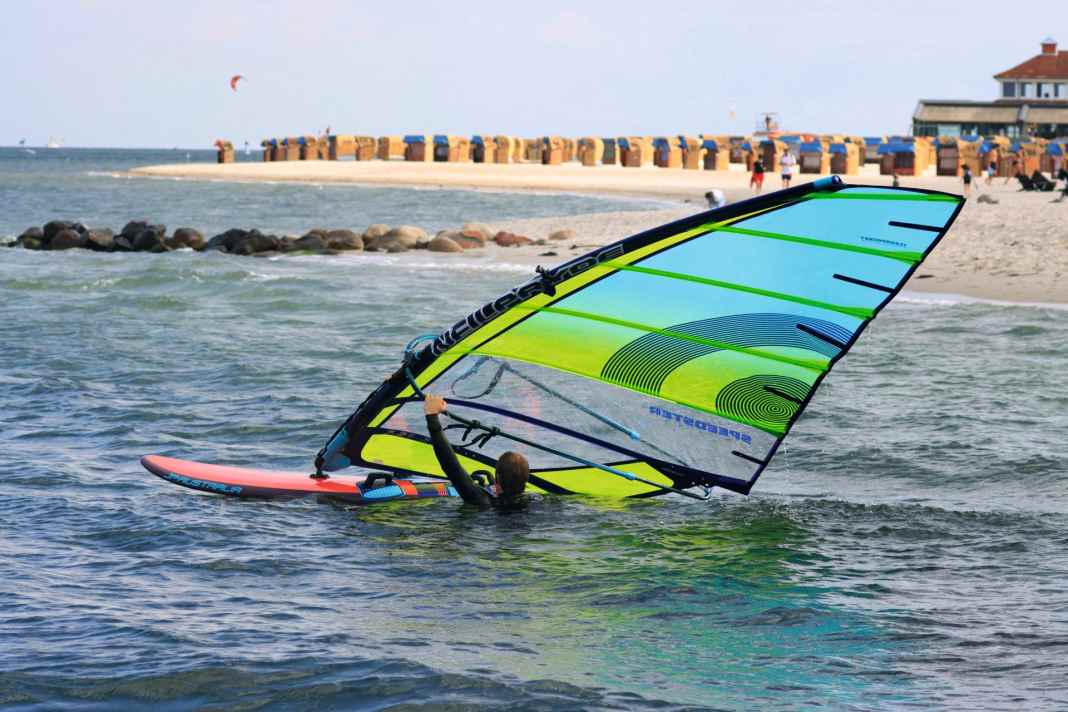 The water start is the gateway to windsurfing with smaller sporty boards