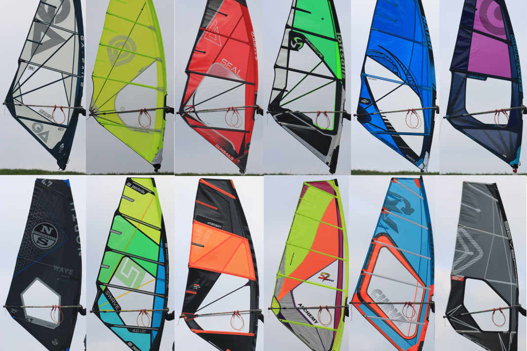 Twelve 4.7 wave sails are included in the big surf test