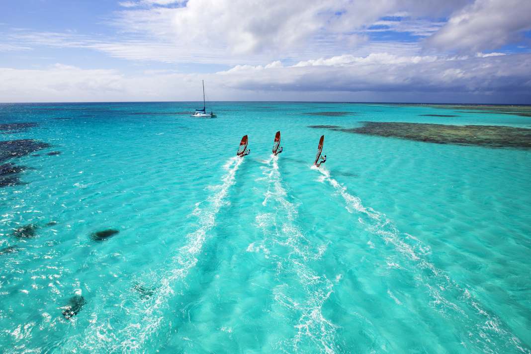 From the helicopter.