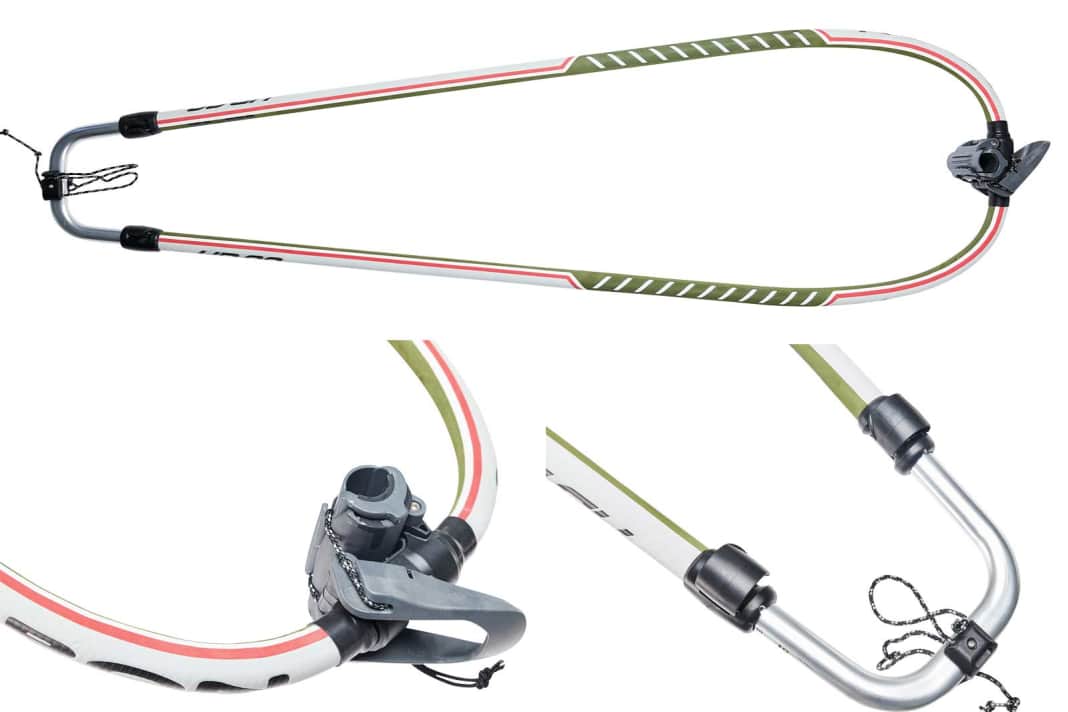 AERON HD 29 160-220: With a generous adjustment range and rather wide bending curve, the HD 29 is also suitable for bulbous sails. The fork is particularly stiff thanks to the front piece, which sits tightly on the mast and is fitted with an easy-to-lock quick-release fastener. The trim block is minimalist but impeccable - the length adjustment print on the side of the end piece is particularly easy to read. Easy-to-use pin fasteners round off the positive picture. surf conclusion: Solid, good head piece and large adjustment range. Quite thick bars and average stiffness (3.4/4.1).