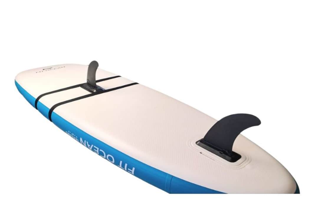 The Wing Fin from FitOcean can be easily strapped to all fixed or inflatable SUPs