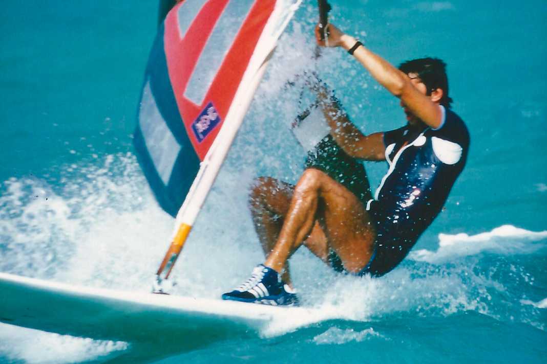 Karlheinz Stickl in the 70s. He founded one of the first surf schools on Lake Garda