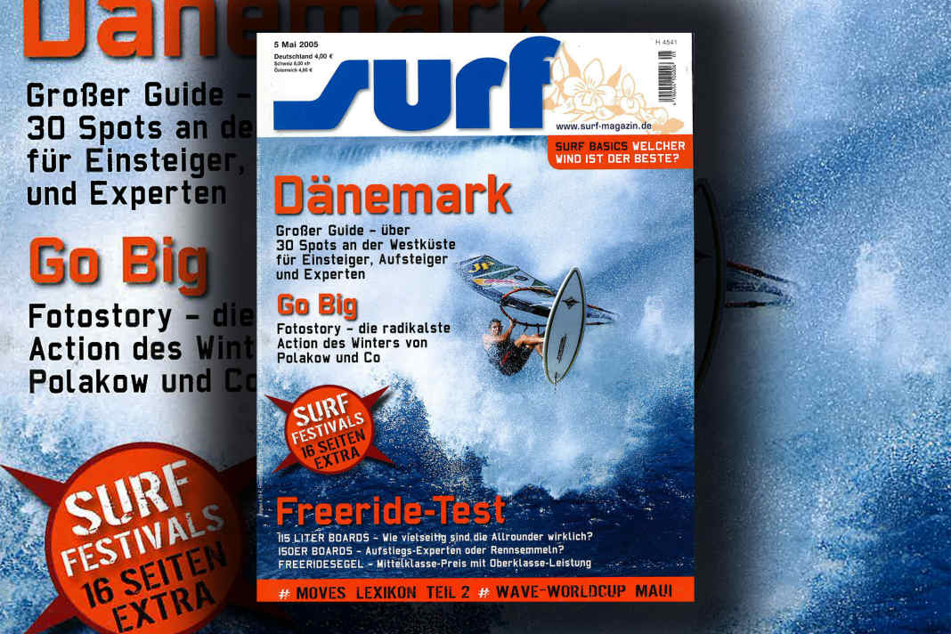 Jason Polakow bei Kona-Wind in Lanes ziert da surf-Cover im Mai 2005, fotografiert von Julia Schweiger