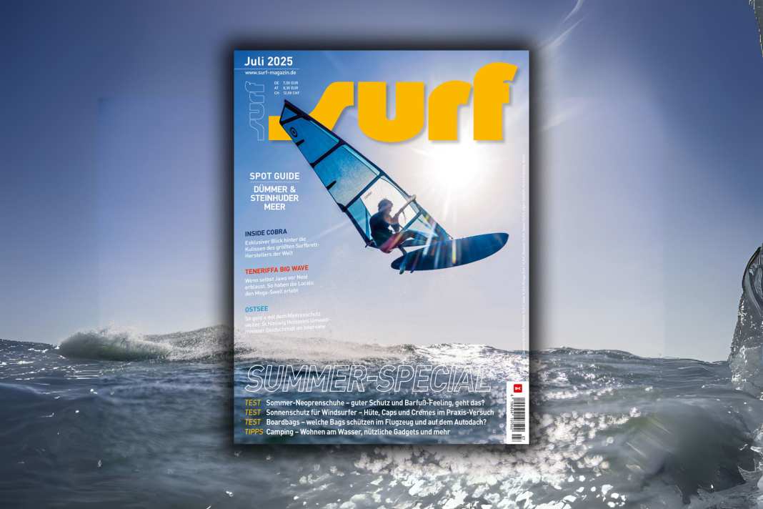 Auf dem surf-Titel im Juli: Marino Gil Gherardi beim sommerlichen Freeride-Spaß
