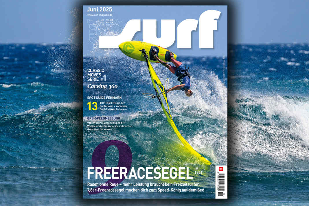 Boujmaa Guilloul "turnt" auf dem surf-Cover vor Hookipa und testet gleich auch den Flex seiner Masten
