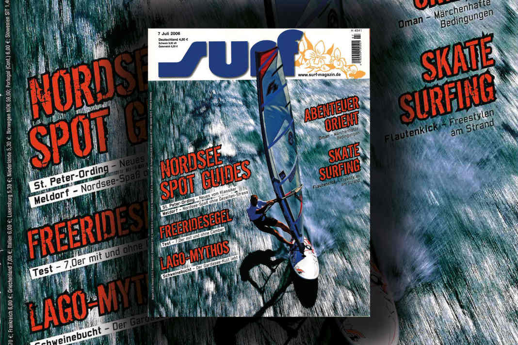Der unvergessene Peter Volwater im Freeride-Rausch auf dem Cover von surf 7/2006, am Auslöser war John Carter
